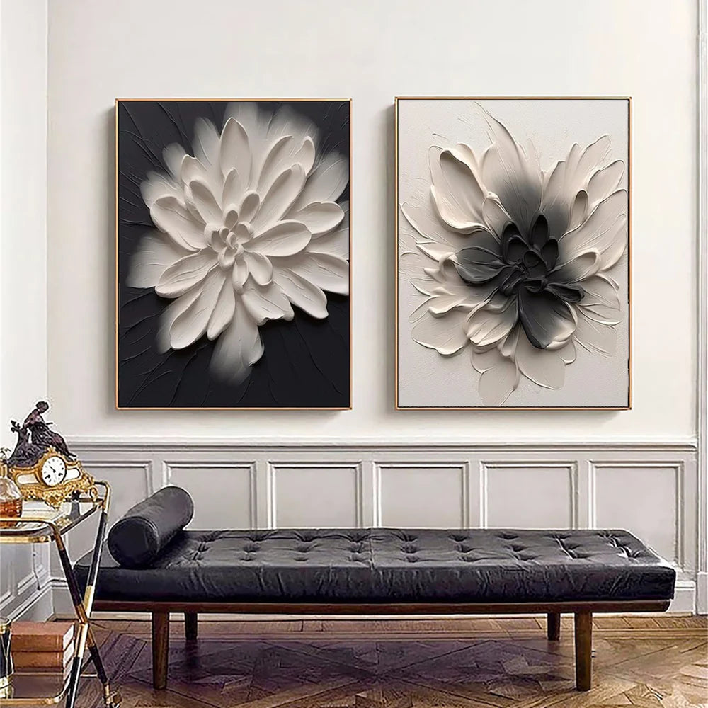 Minimalist Flower And Tree Textured Canvas Art Set of 2 #MF070