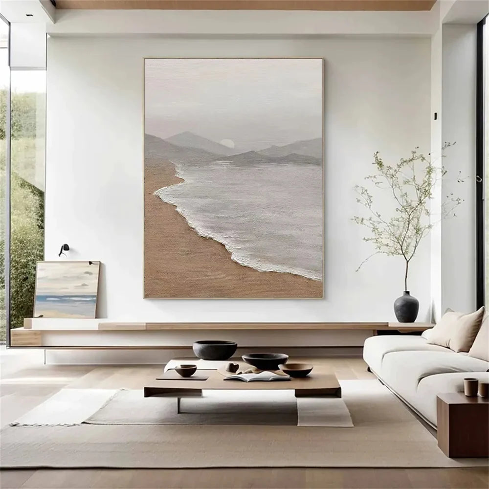 Abstract Ocean And Sky Textured Canvas Art #OC039