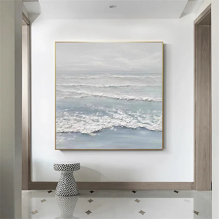 Minimalist Ocean And Sky Textured Canvas Art #OC048