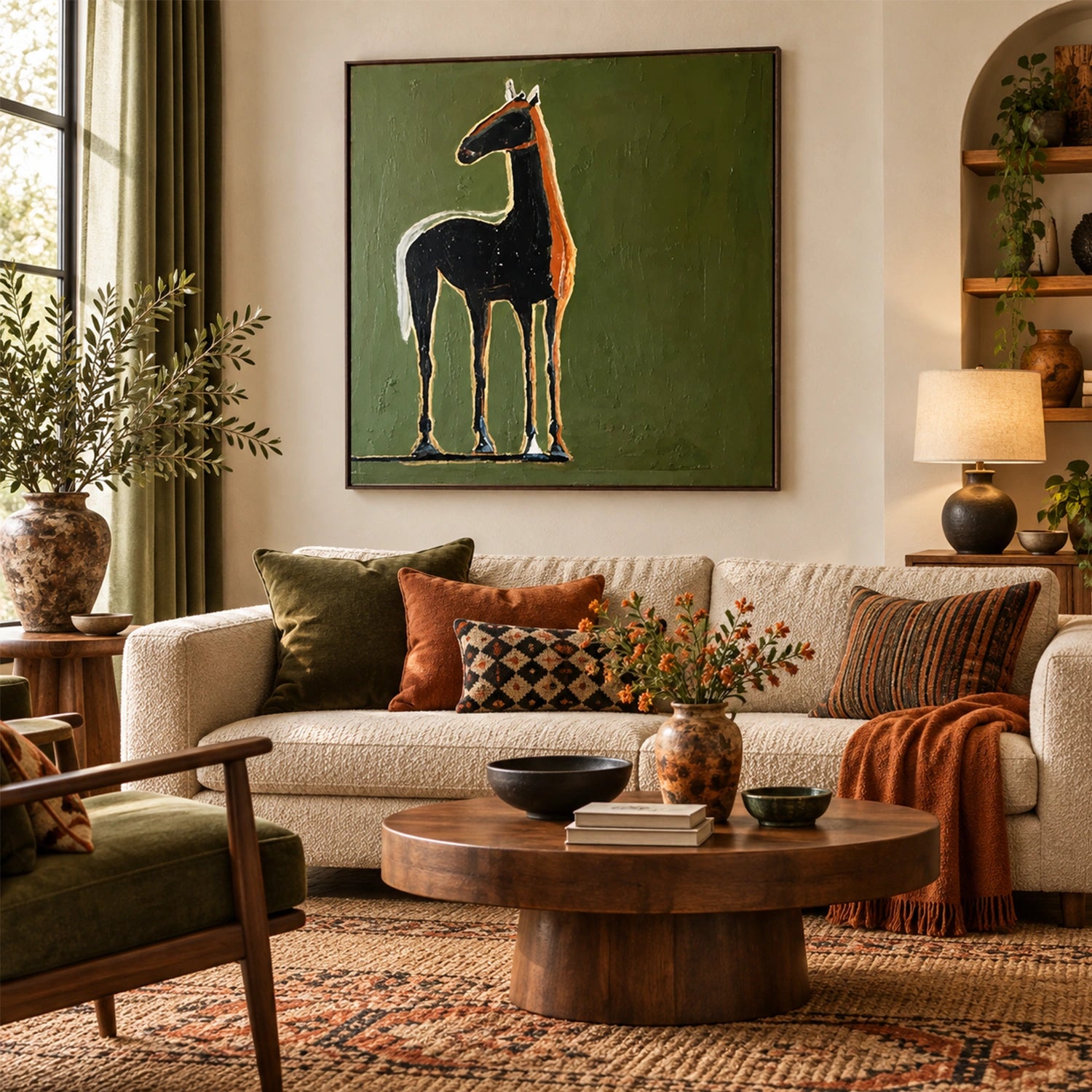 Abstract Animal Horse Canvas Art #DW155