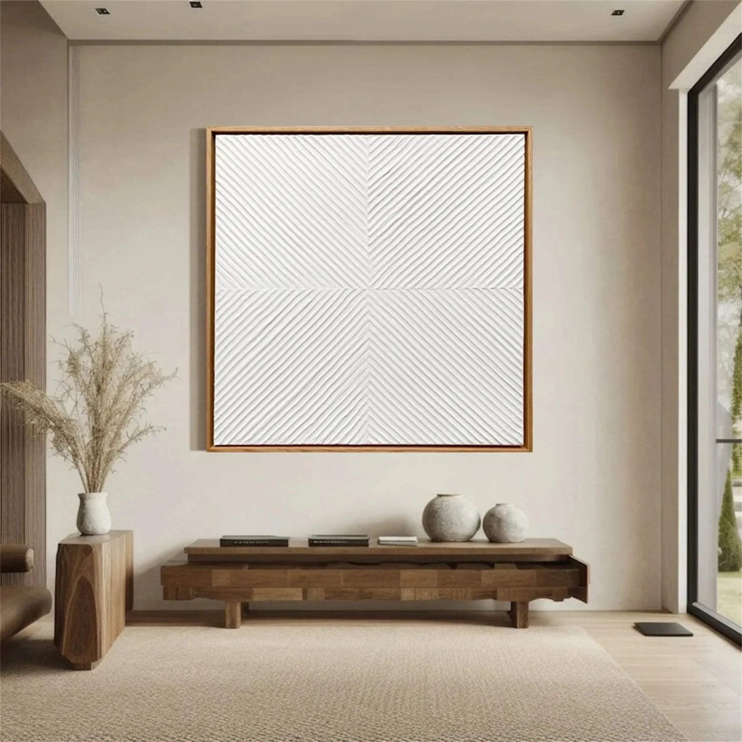 White Minimalist Textured Wall Art #WM079