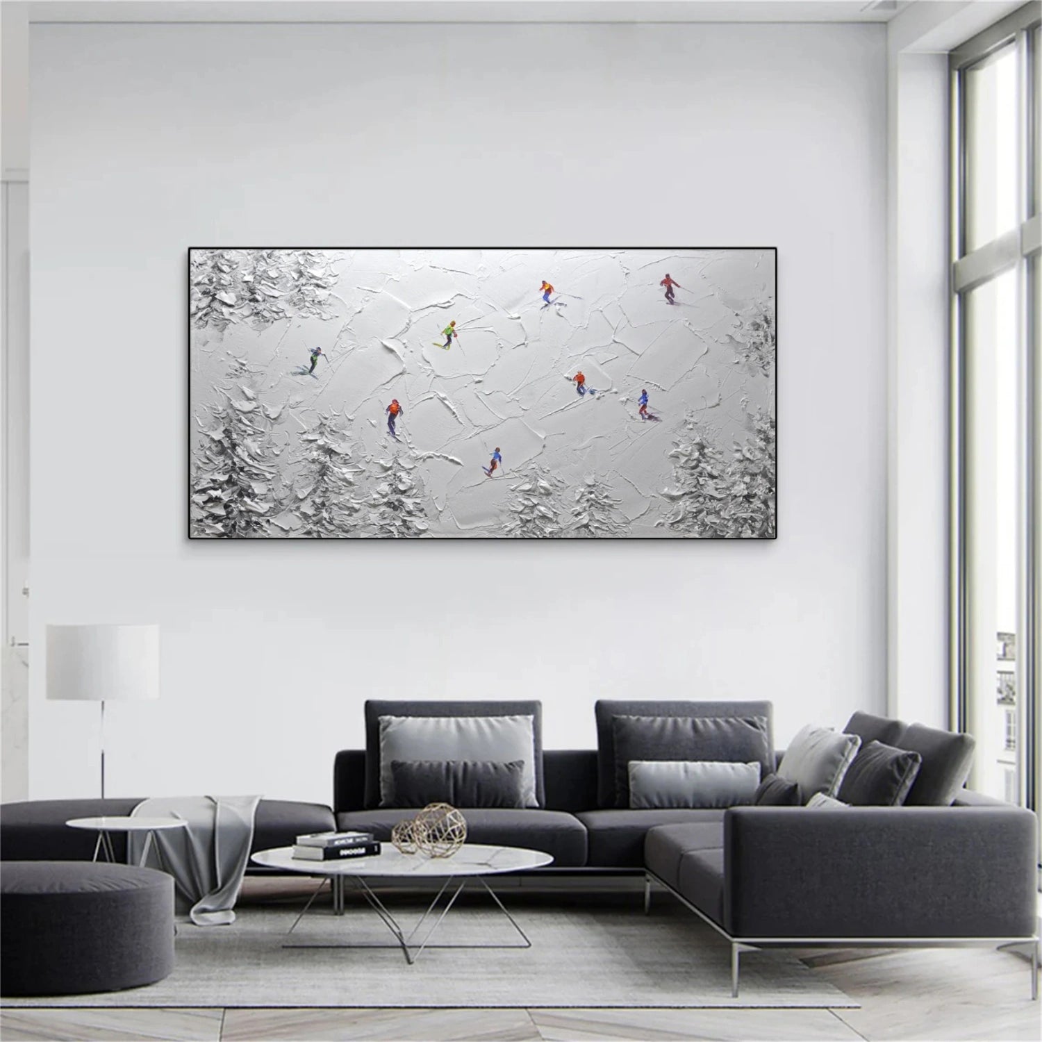 Skiing Sport Textured Canvas Painting #PB049