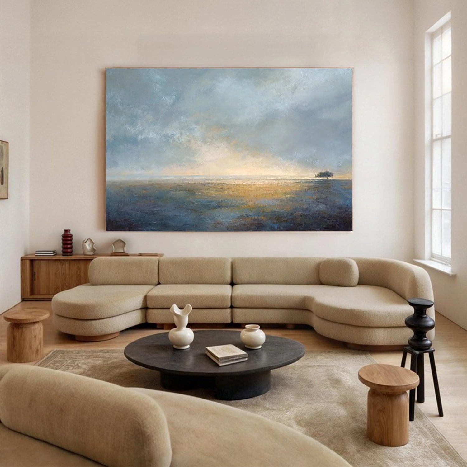 Abstract Ocean And Sky Canvas Art #OC176
