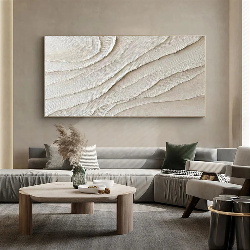 Beige Minimalist Textured Canvas Art #WM008