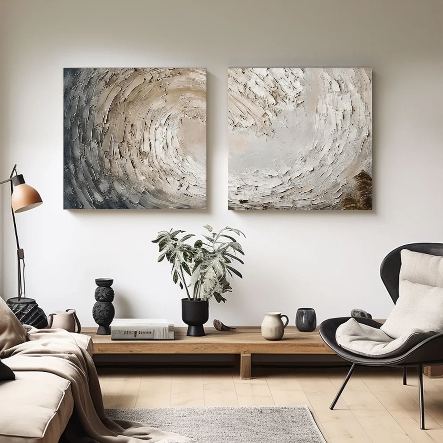 Abstract Ocean And Sky Textured Canvas Art #OC160