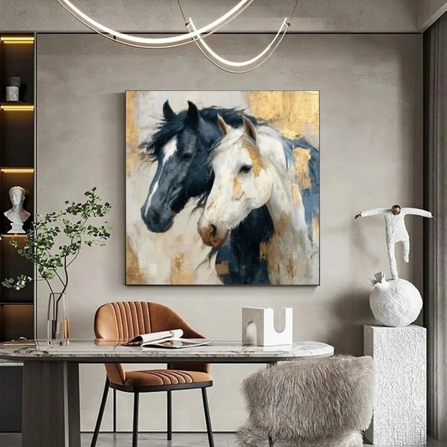 Abstract Animal Horse Canvas Art #DW075
