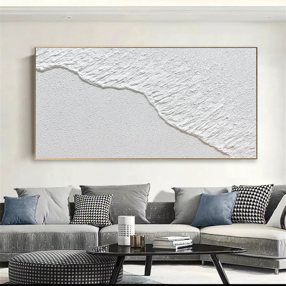 White Minimalist Textured Wall Art #WM019
