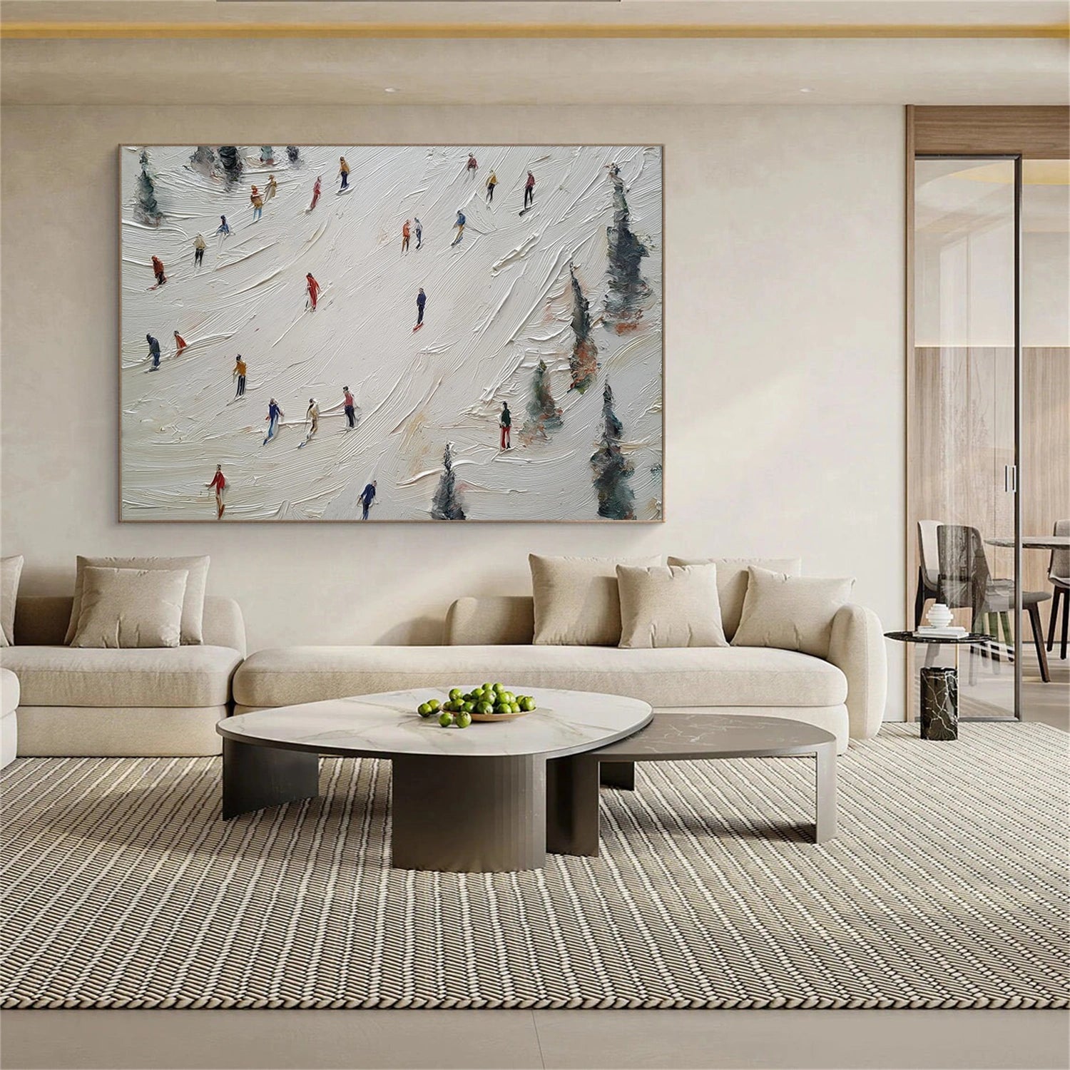 Skiing Sport Textured Canvas Painting #PB065