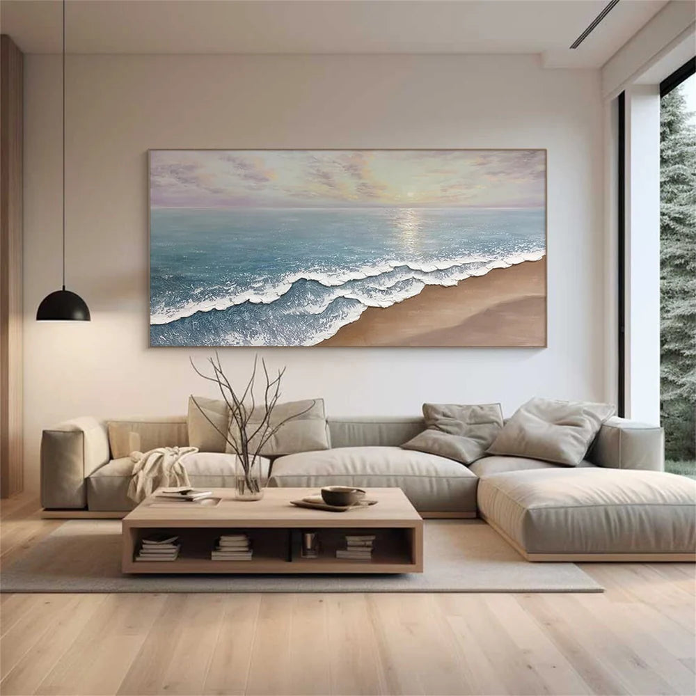 Abstract Ocean And Sky Textured Canvas Art # OC032