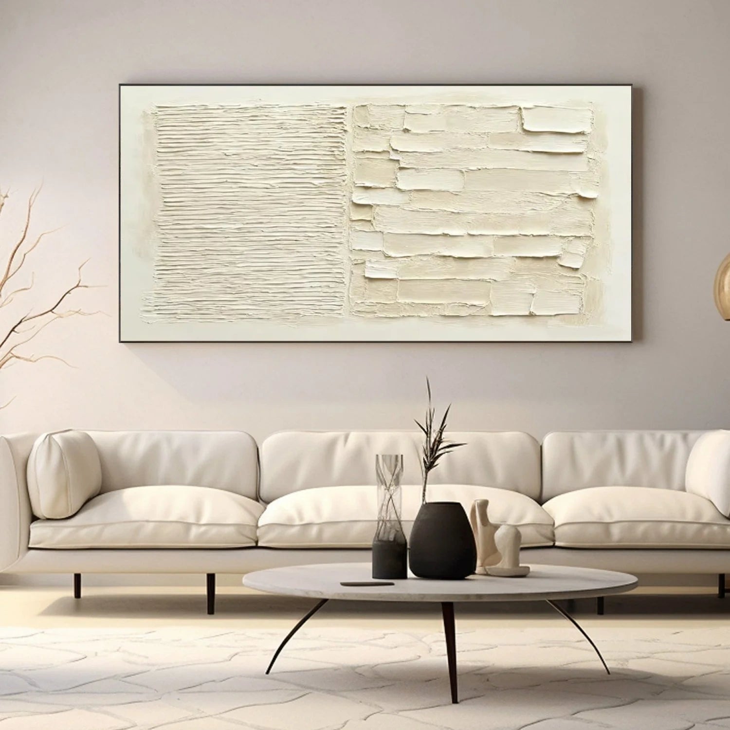 Beige Minimalist Textured Canvas Art #WM082