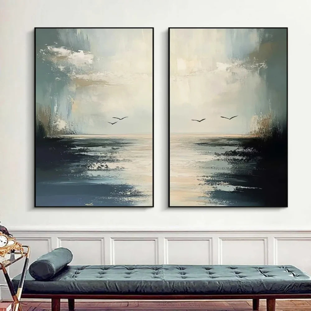 Abstract Ocean And Sky Canvas Art Set of 2 #OC022