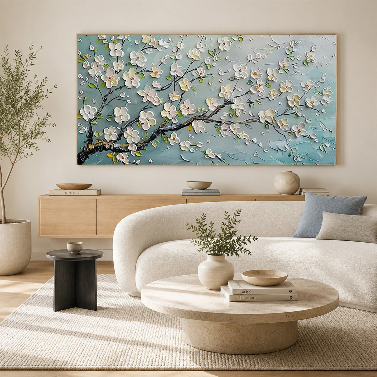 Abstract Flower And Tree Textured Canvas Art #MF219
