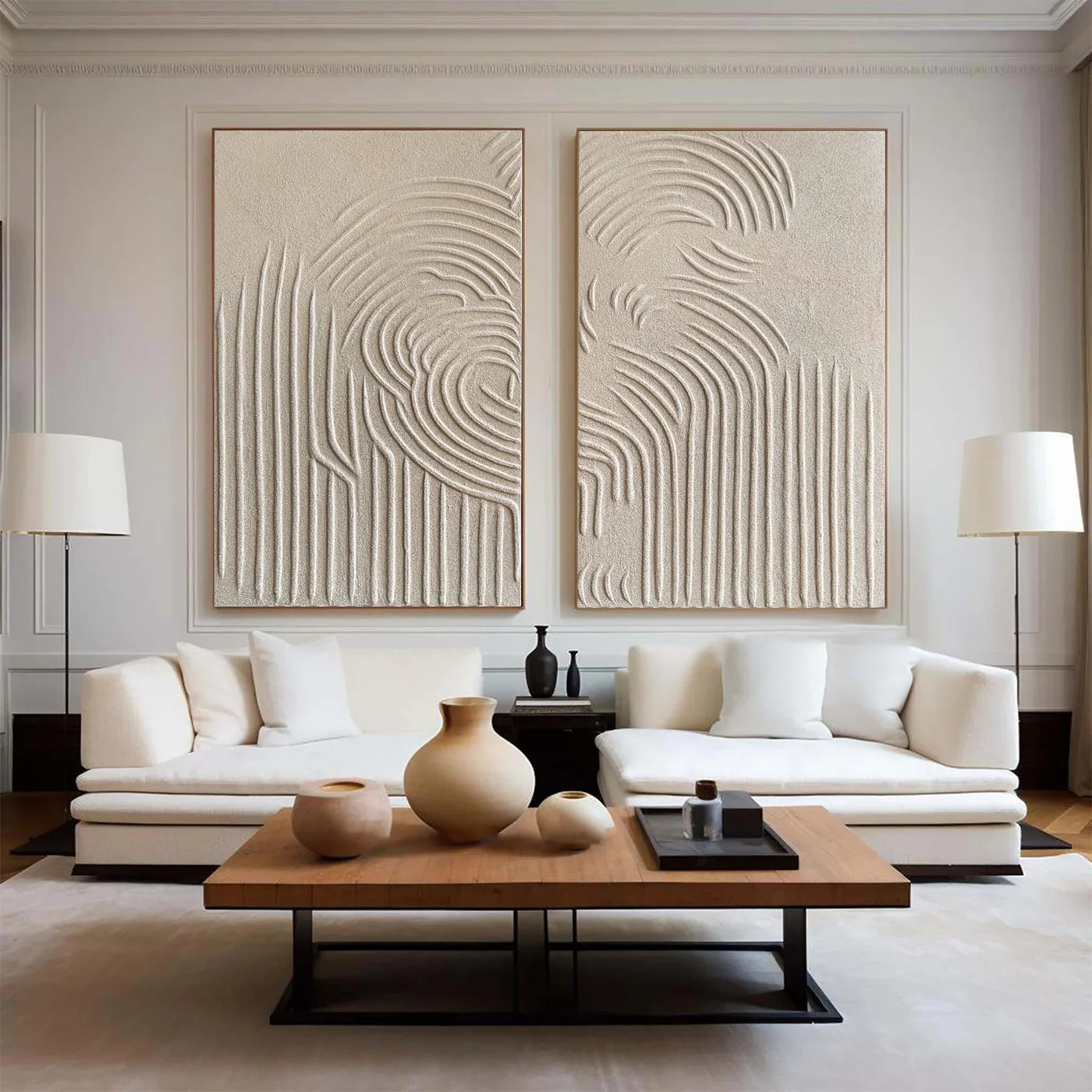 Beige Minimalist Textured Wall Art Set of 2 #WM037
