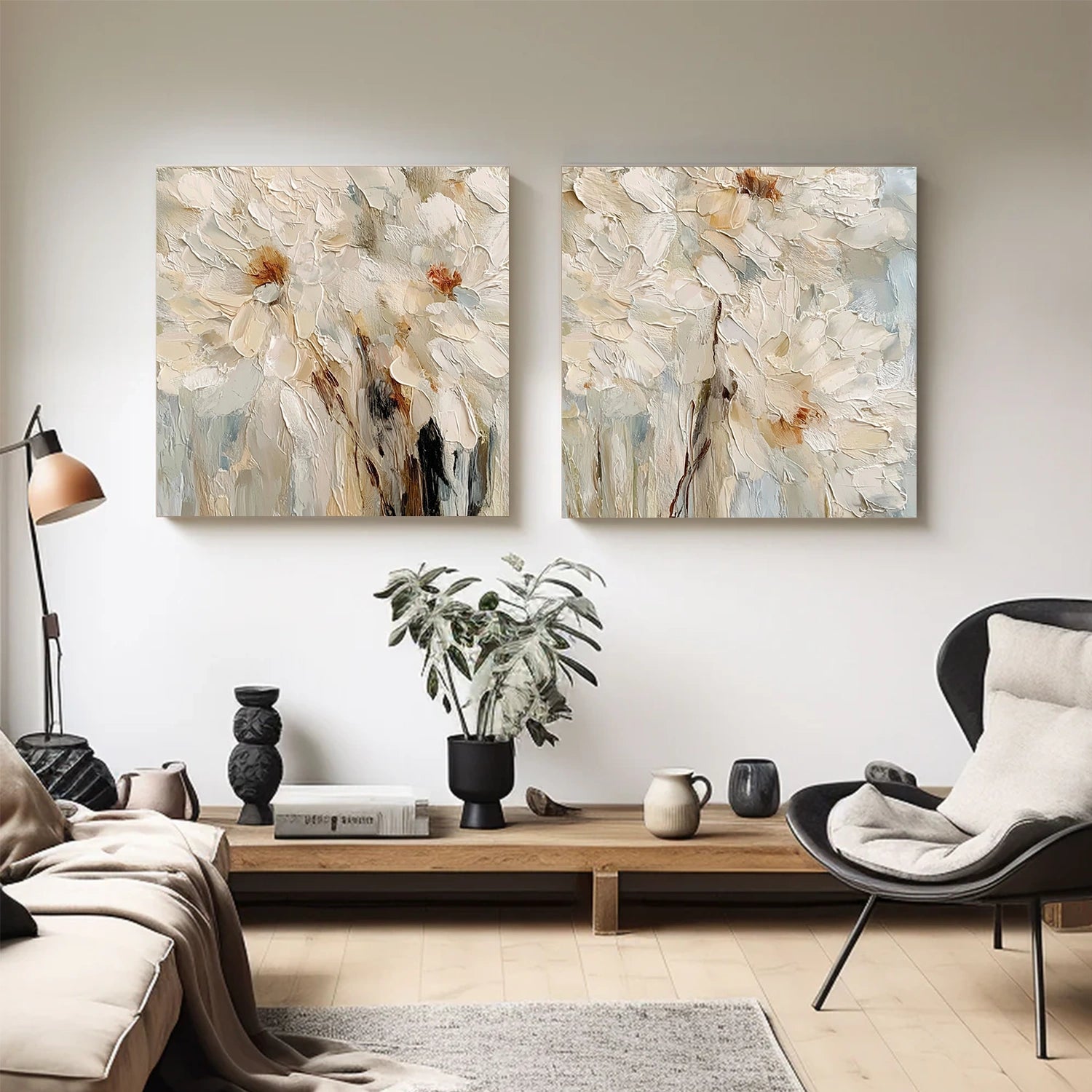 Abstract Flower And Tree Textured Canvas Art Set of 2 #MF182