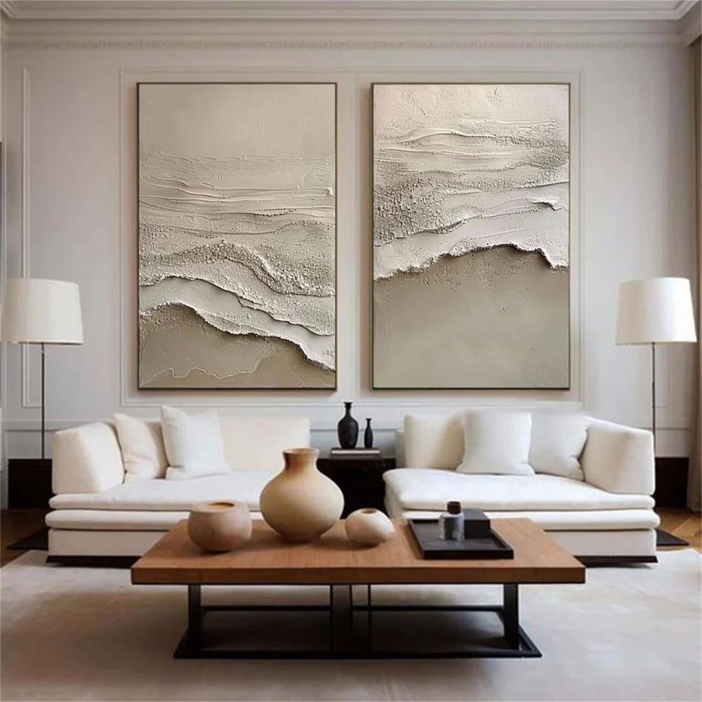 Minimalist Ocean And Sky Textured Canvas Art Set of 2 #OC003
