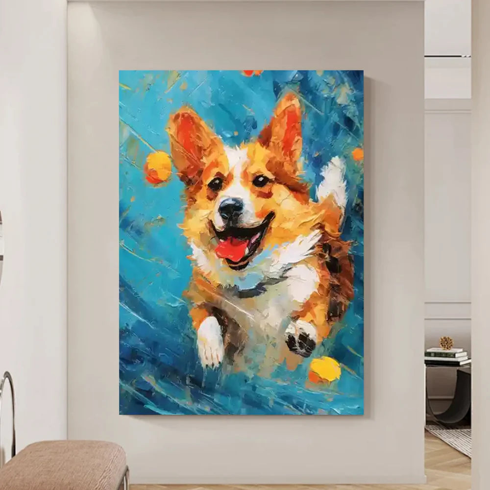 Colorful Abstract Animal Dog Textured Canvas Art #DW061