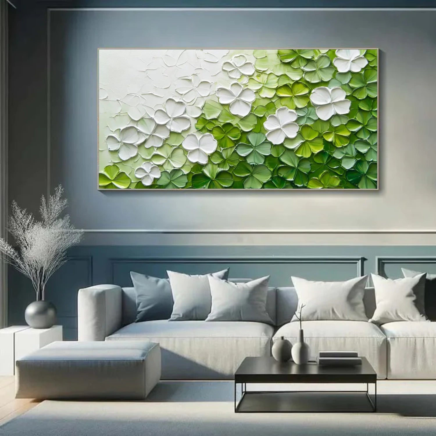 Minimalist Flower And Tree Textured Canvas Art #MF076