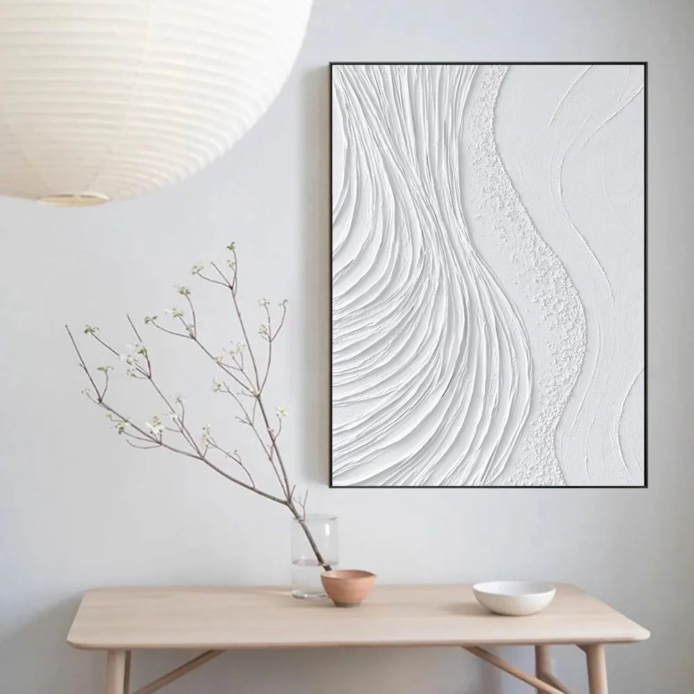 White Minimalist Textured Wall Art #WM005