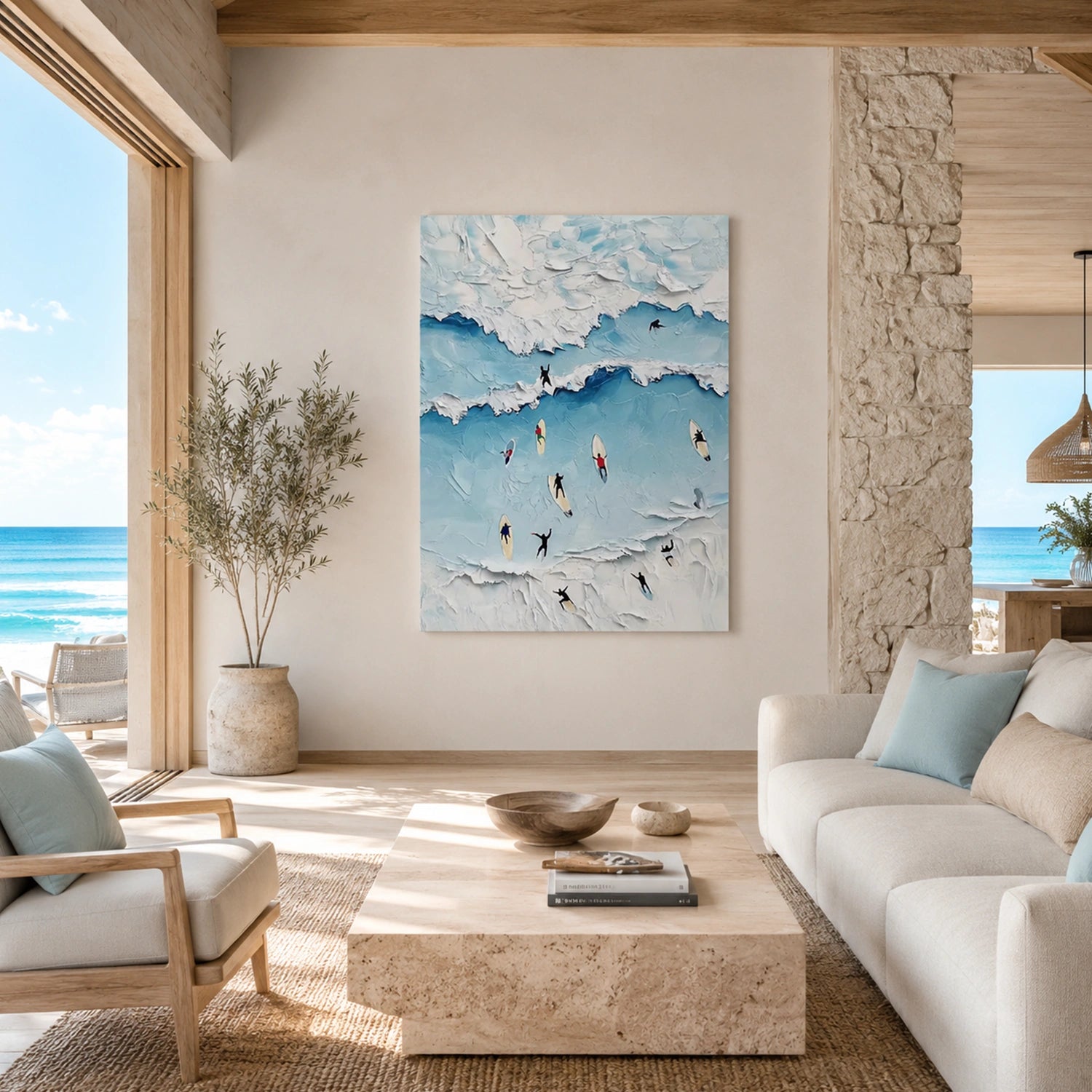 Surfing Sport Textured Canvas Painting #PB094