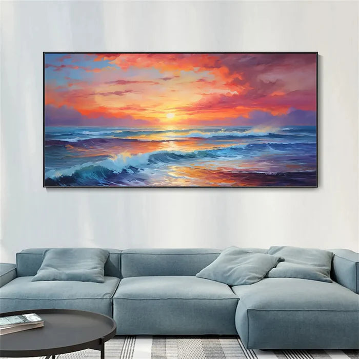 Colorful Abstract Ocean And Sky Canvas Art #OC065