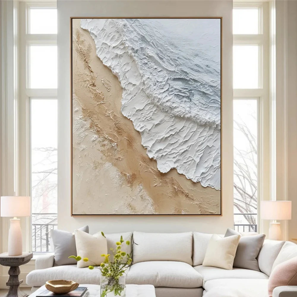 Abstract Ocean And Sky Textured Canvas Art #OC058
