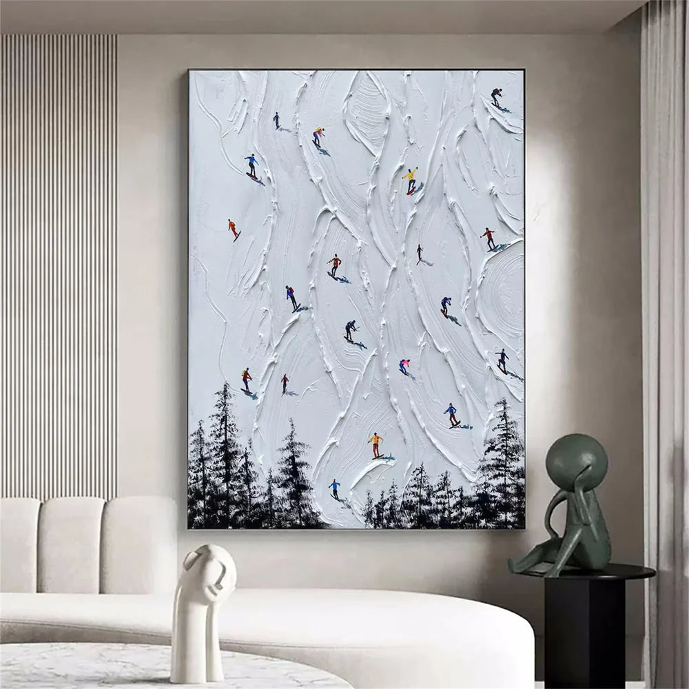 Skiing Sport Textured Canvas Painting #PB012