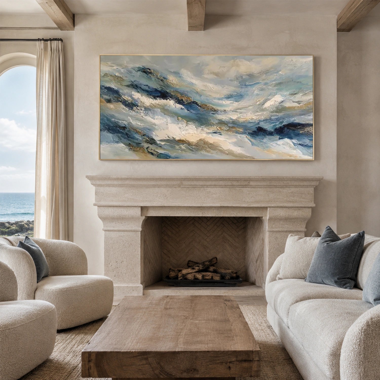 Abstract Ocean And Sky Canvas Art #OC222