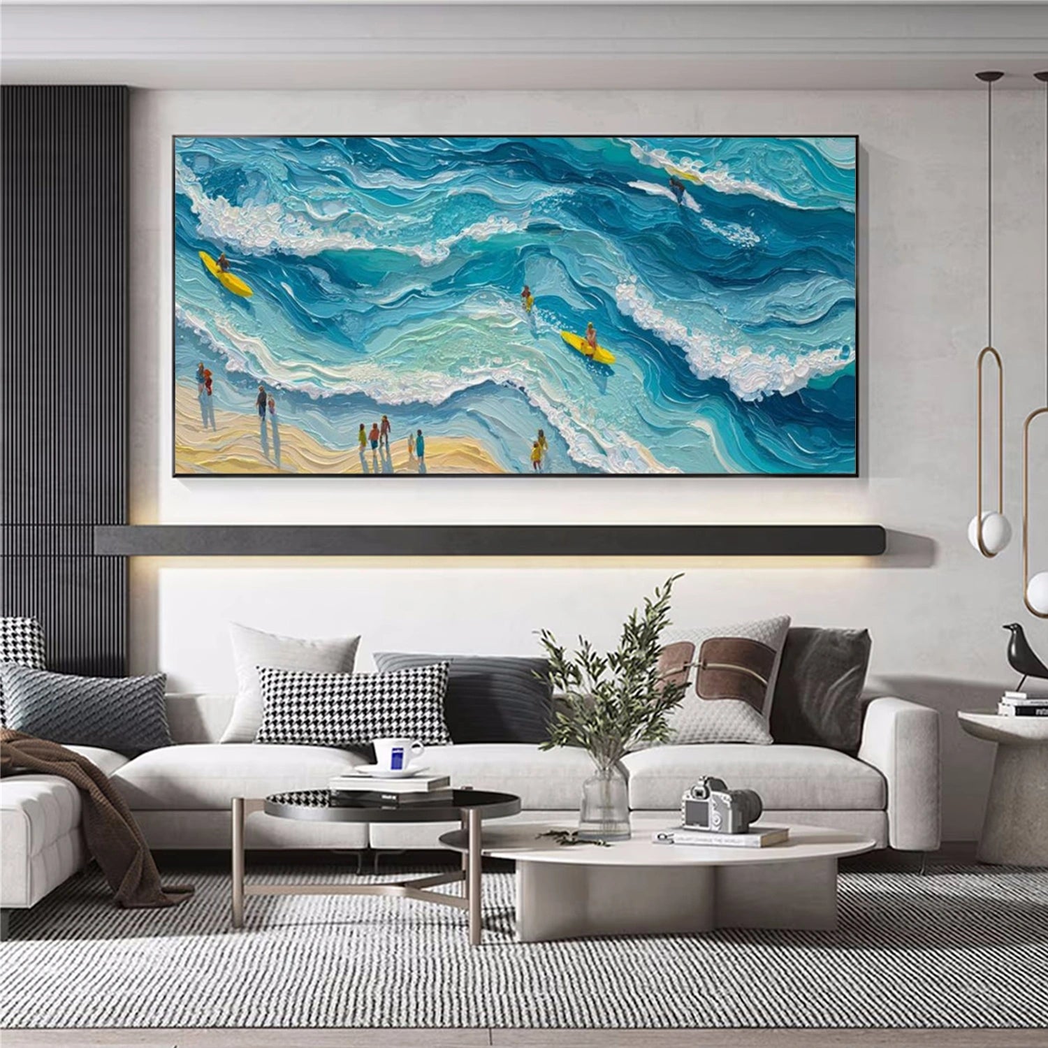 Surfing Sport Textured Canvas Painting #PB079