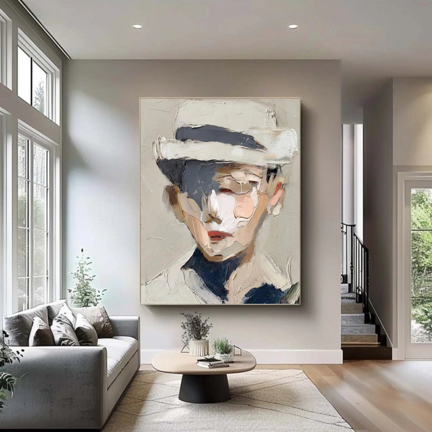 Abstract Portrait Textured  Wall Art #LA072