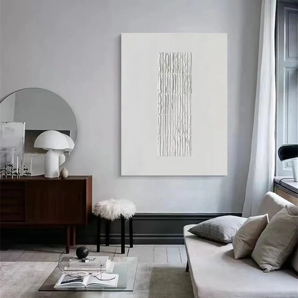 White Minimalist Textured Wall Art #WM073
