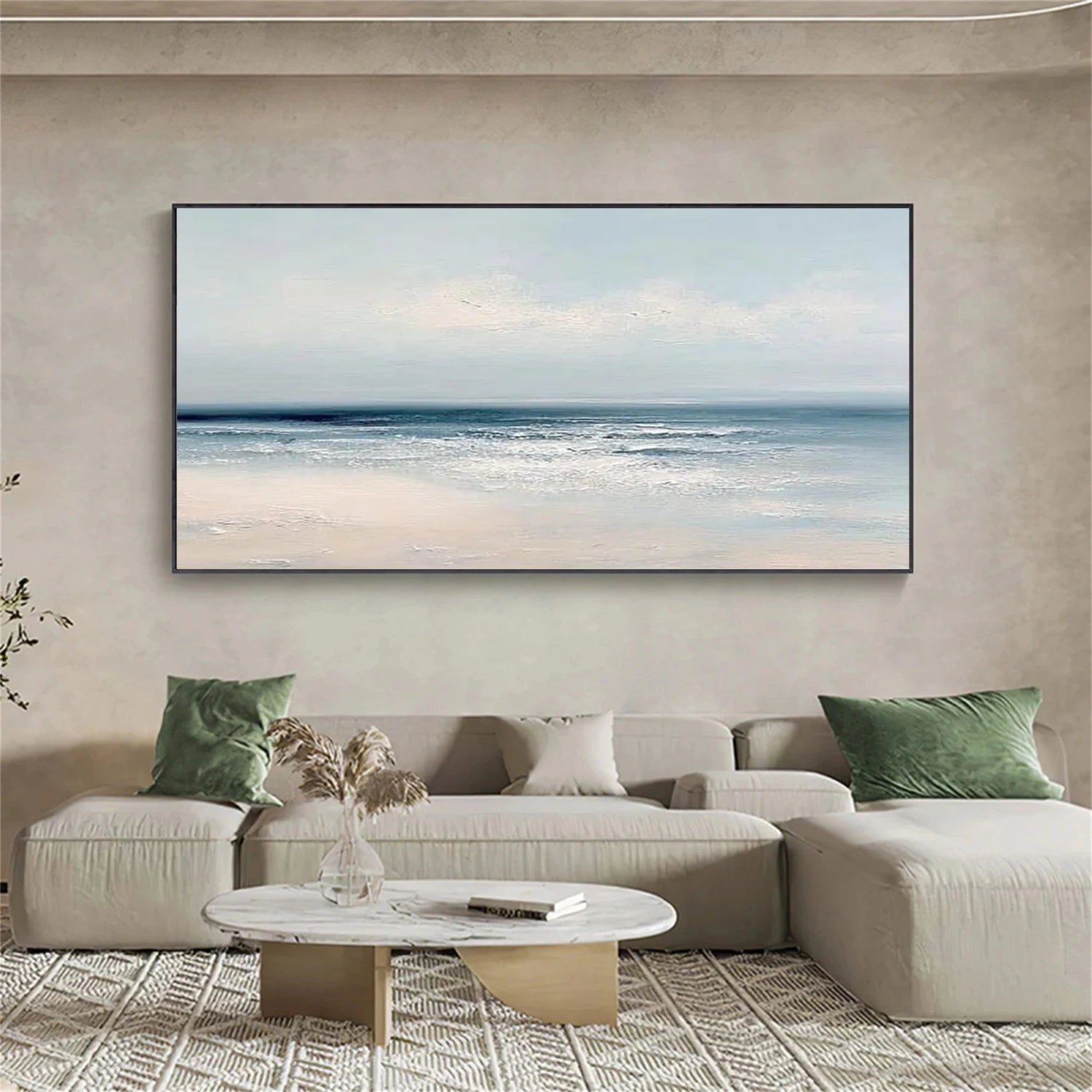 Abstract Ocean And Sky Textured Canvas Art #OC156