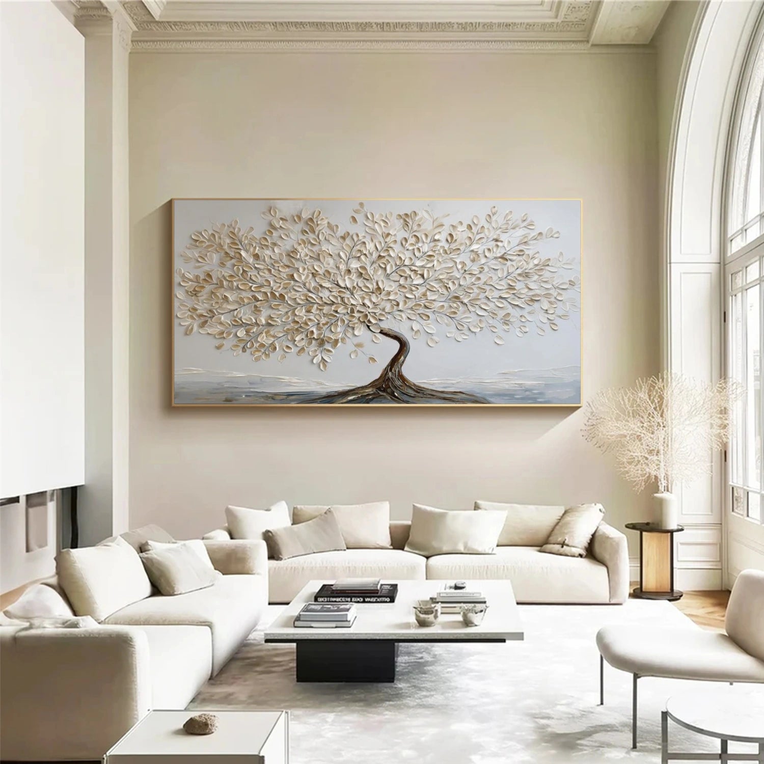 Minimalist Flower And Tree Textured Canvas Art #MF081