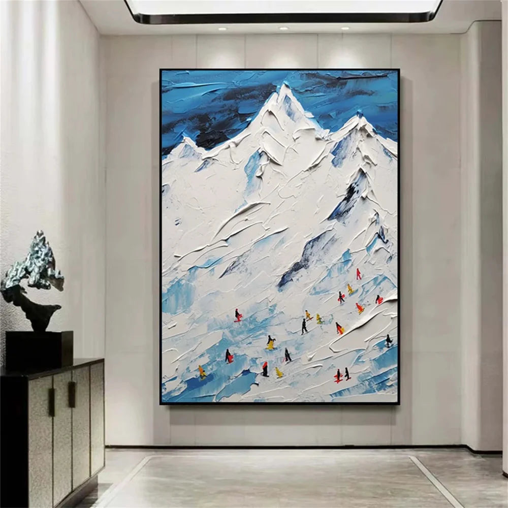 Skiing Sport Textured Canvas Painting #PB011