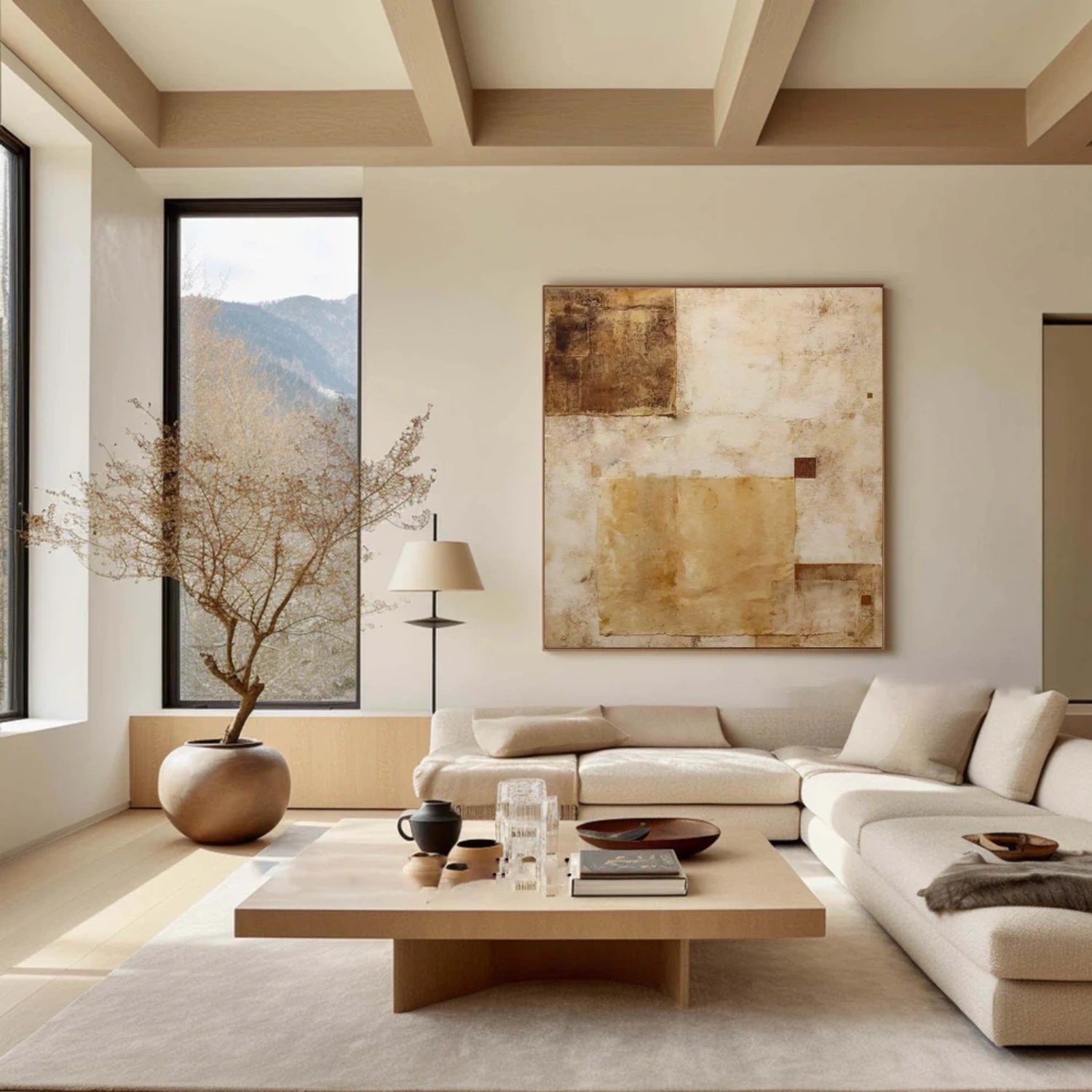 Beige and Brown Wabi Sabi Wall Art #VS113