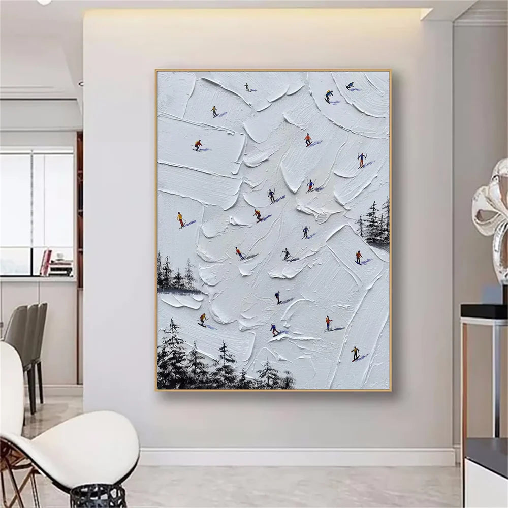 Skiing Sport Textured Canvas Painting #PB013