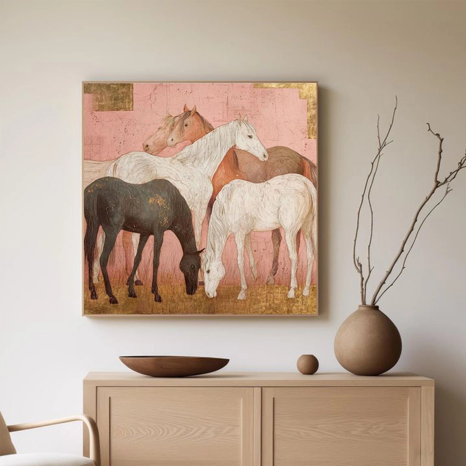 Abstract Animal Horse Canvas Art #DW127