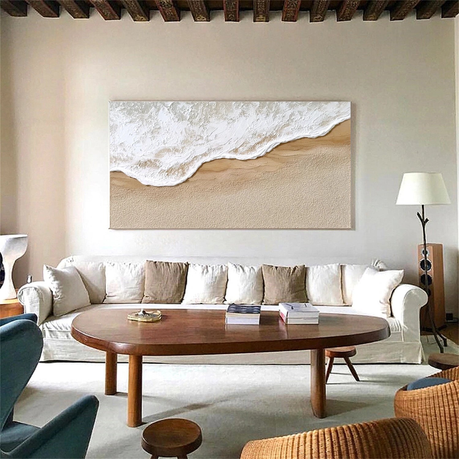 Minimalist Ocean And Sky Textured Canvas Art #OC140