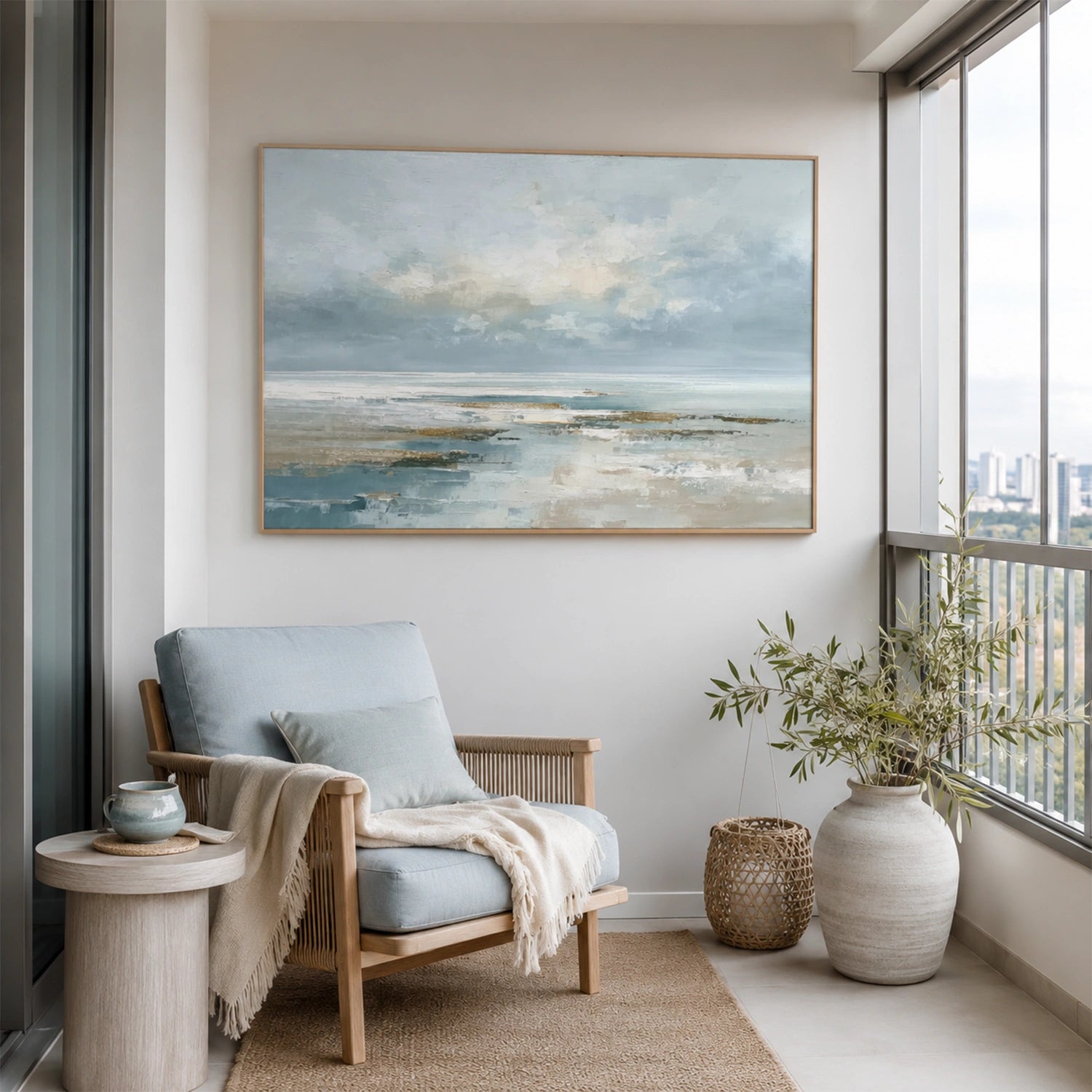 Abstract Ocean And Sky Canvas Art #OC211