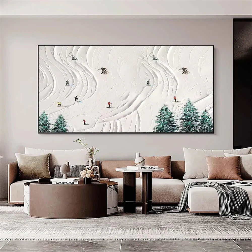 Skiing Sport Textured Canvas Painting #PB016