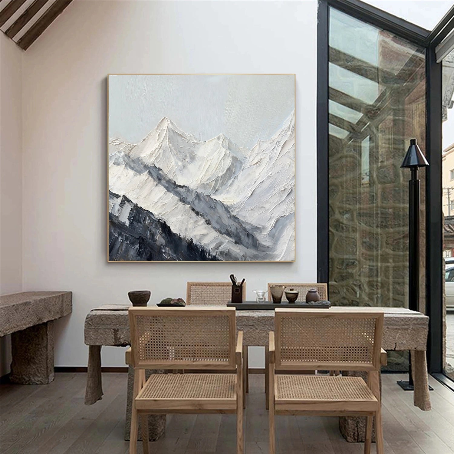 Minimalist Mountain Textured Canvas Art #BT058