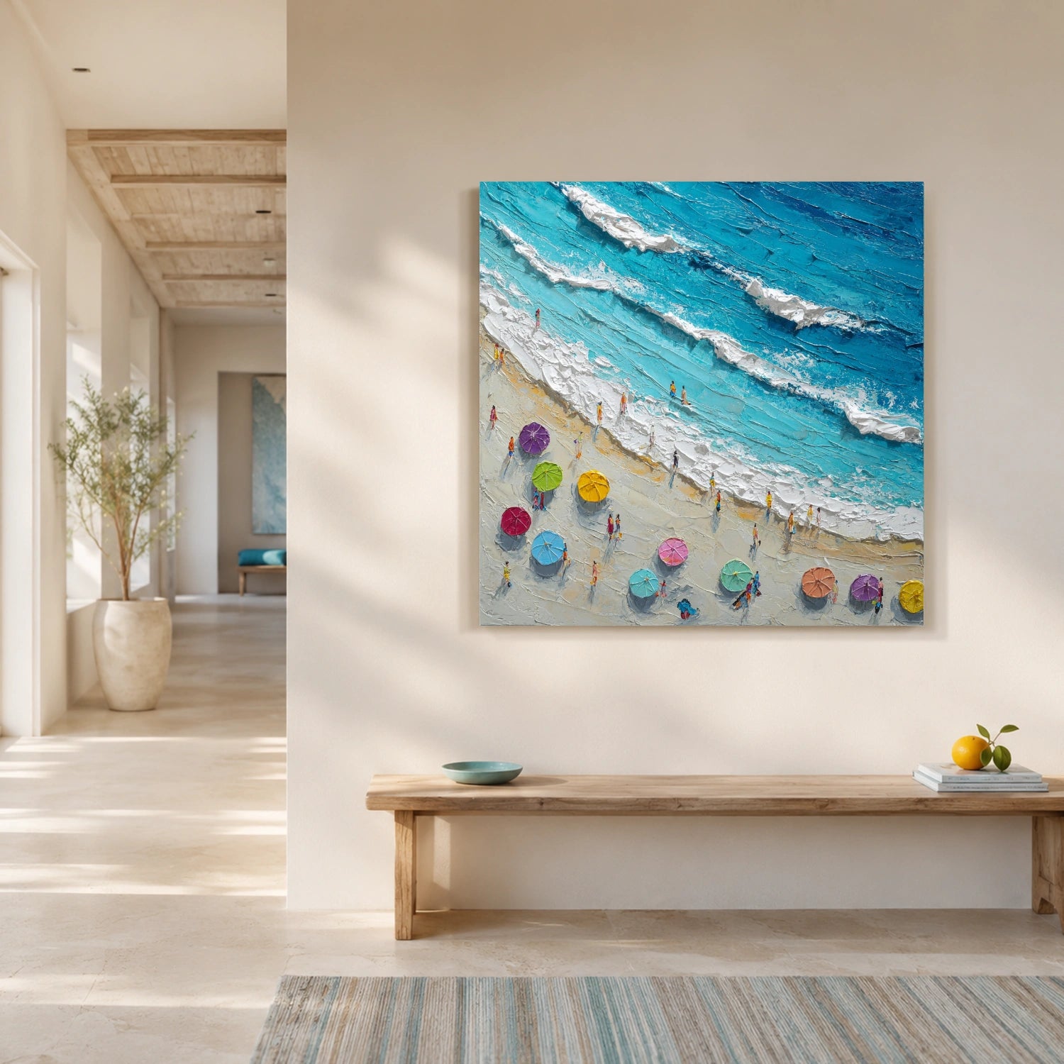 Abstract Ocean And Sky Textured Canvas Art #OC192