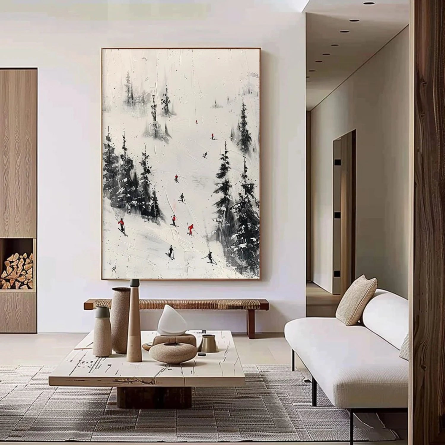 Skiing Sport Textured Canvas Painting #PB038