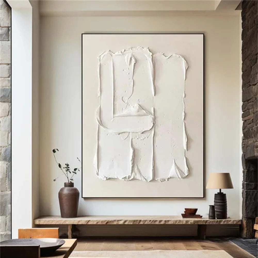 White Minimalist Textured Wall Art #WM018
