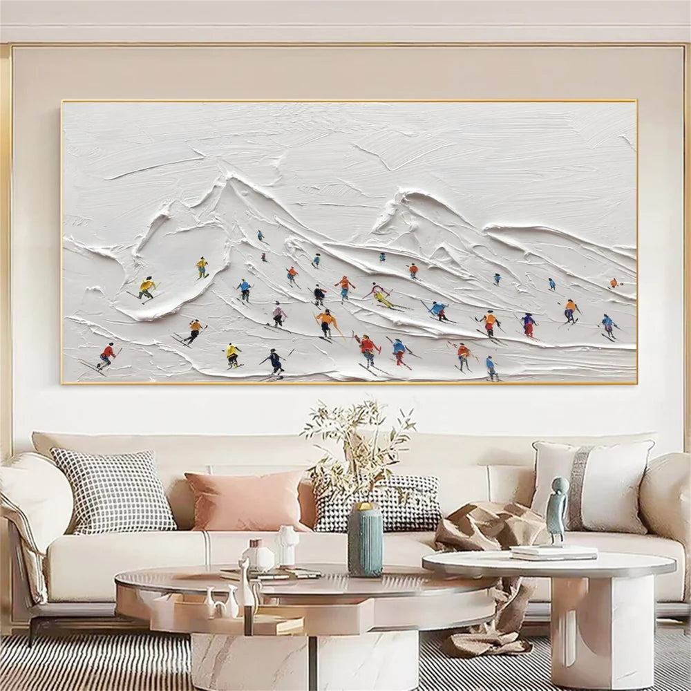 Skiing Sport Textured Canvas Painting #PB017