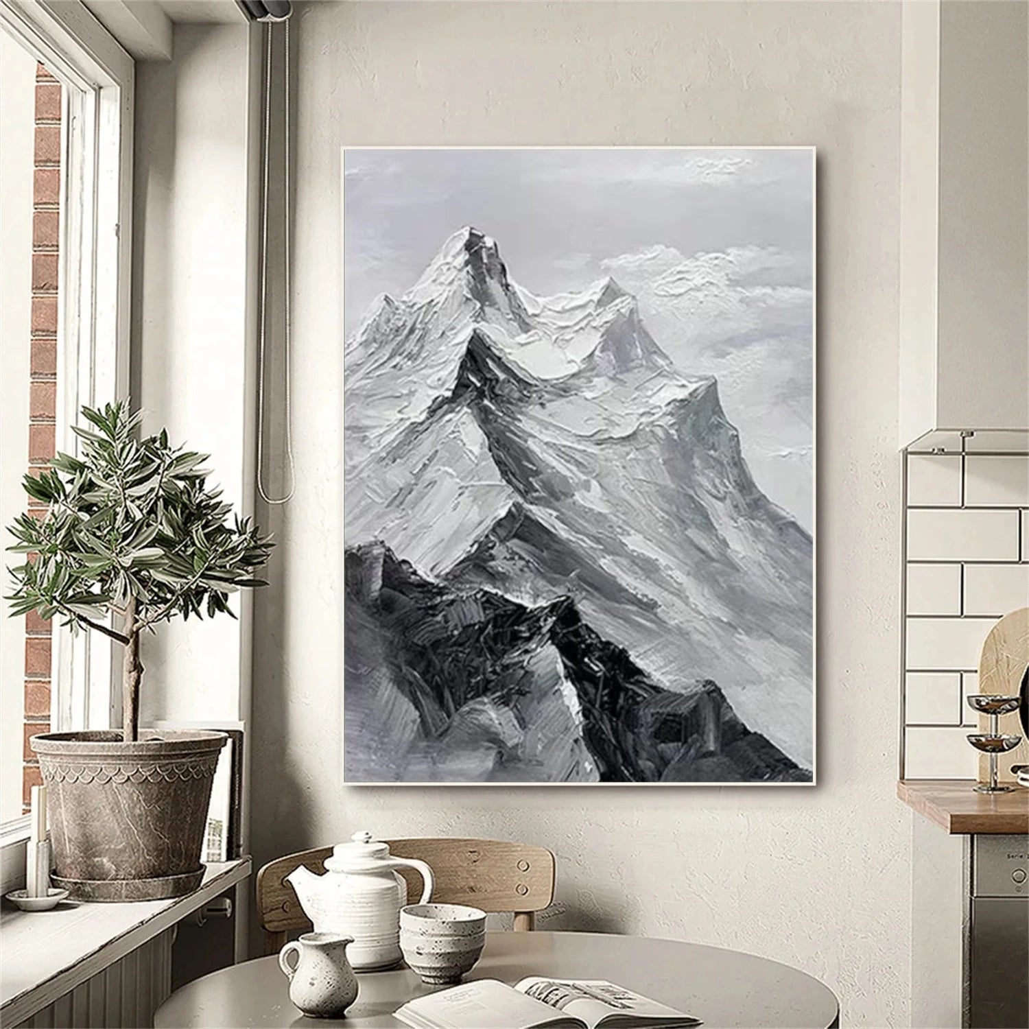 Minimalist Mountain Textured Canvas Art #BT048