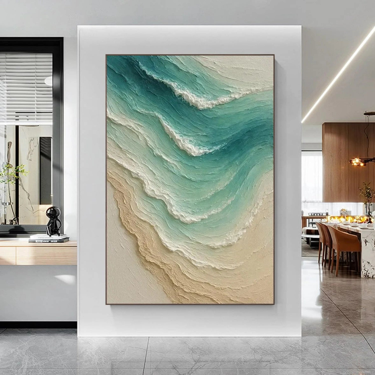 Minimalist Ocean And Sky Textured Canvas Art #OC106