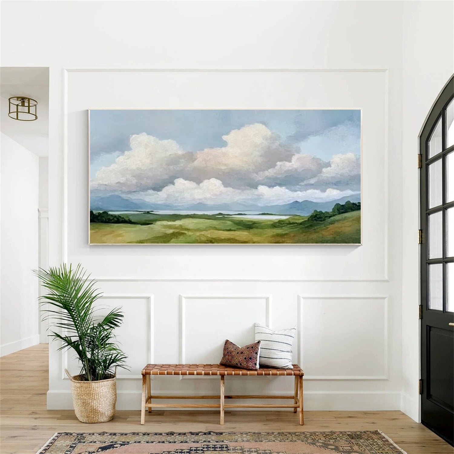 Abstract Ocean And Sky Textured Canvas Art #OC107