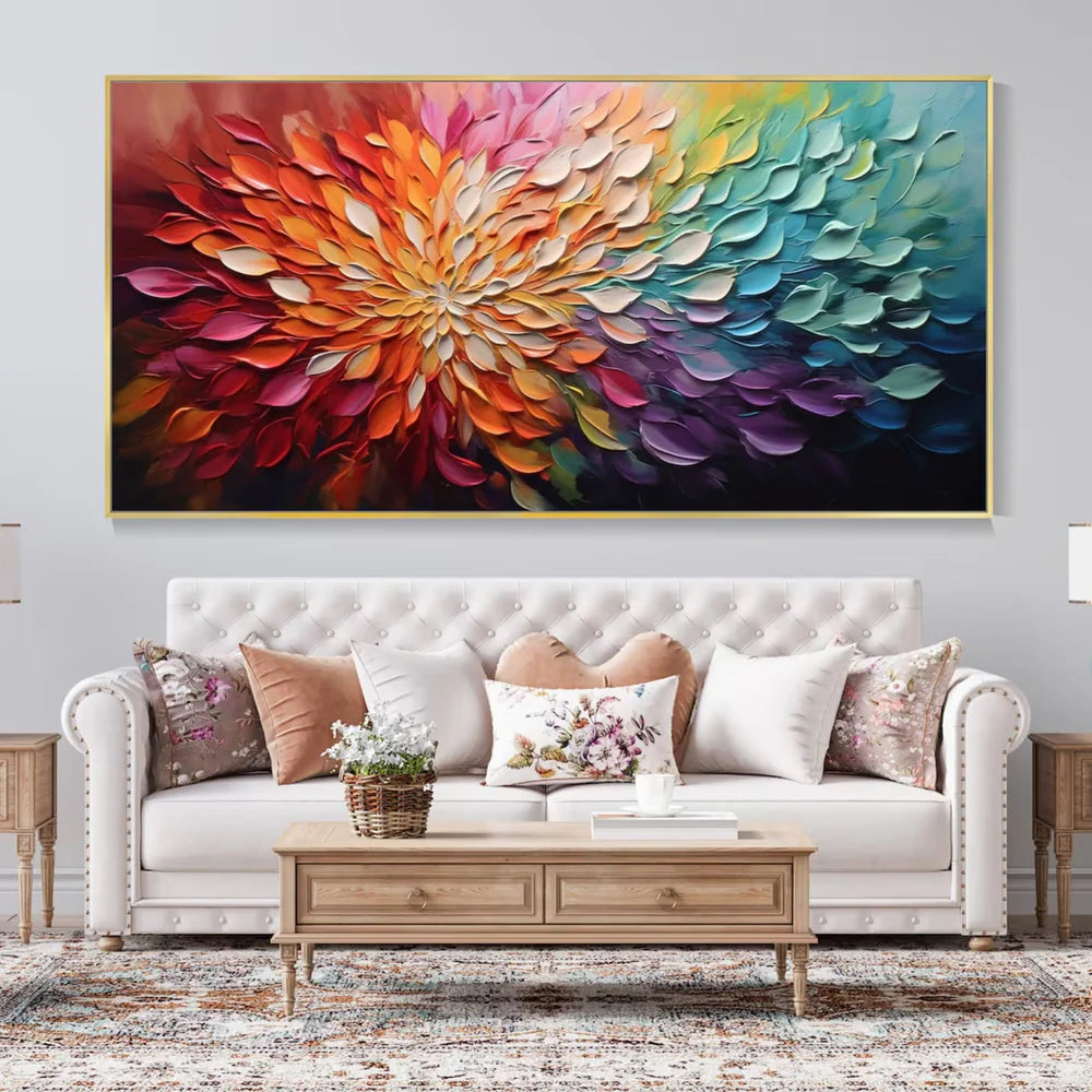 Colorful Abstract Flower And Tree Textured Canvas Art #MF052
