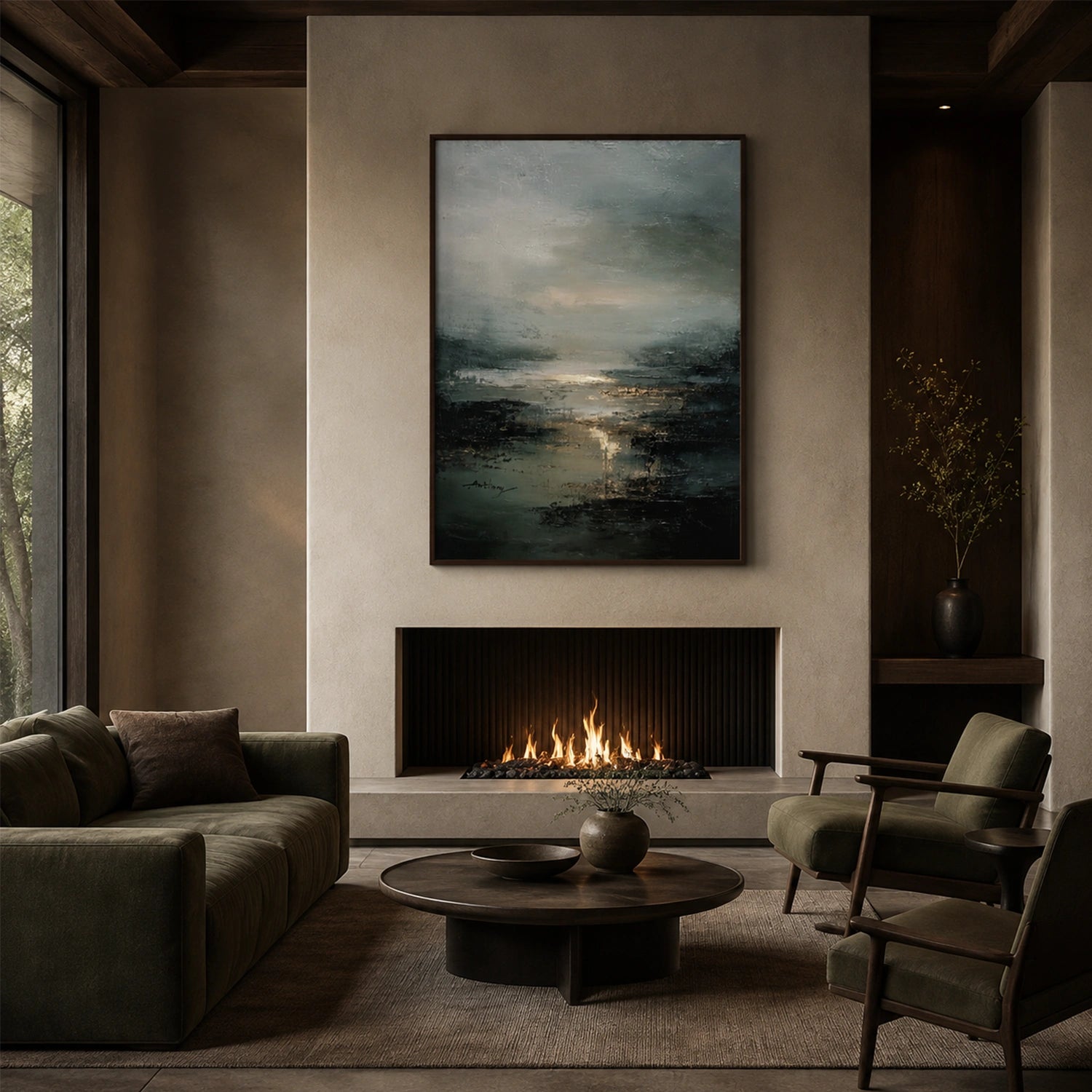 Abstract Ocean And Sky Canvas Art #OC219