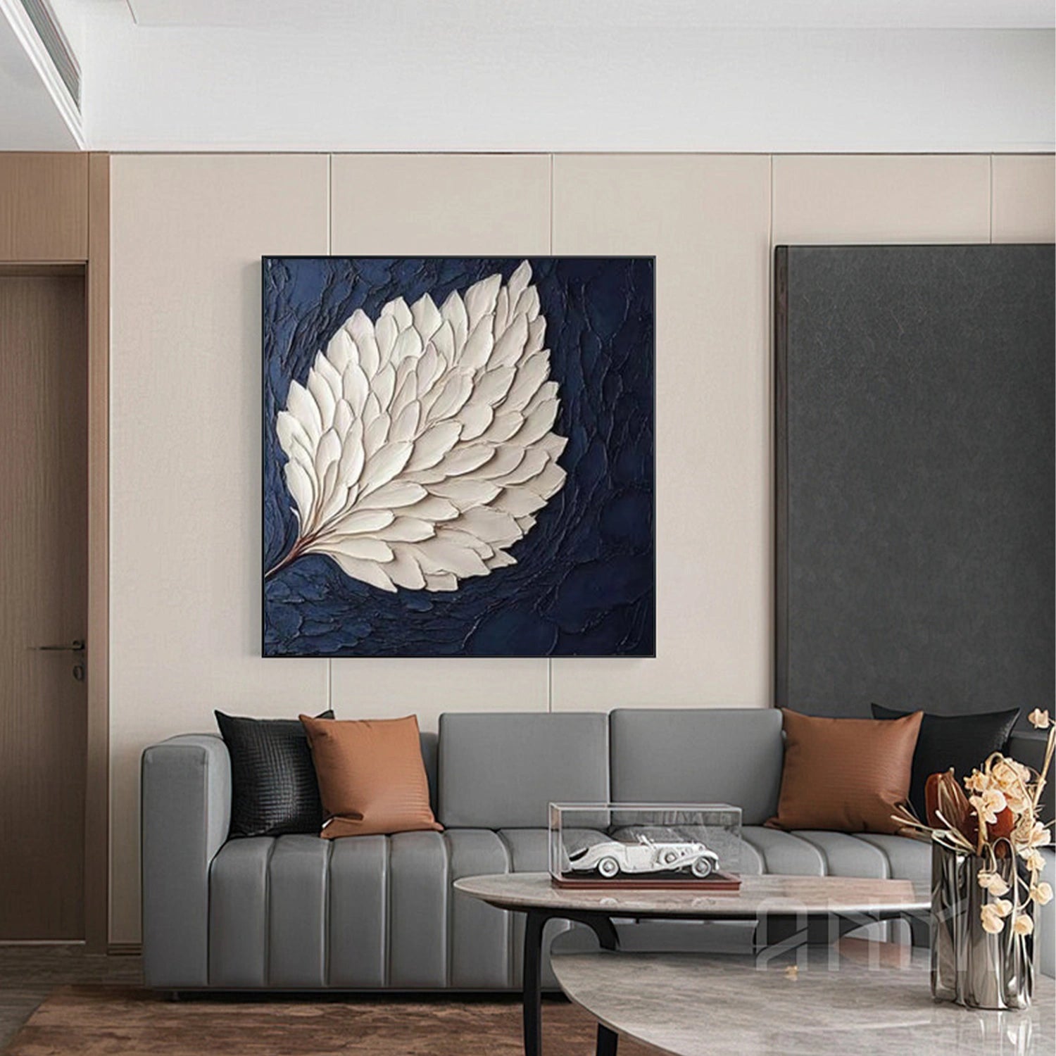 Abstract Flower And Tree Textured Canvas Art  #MF163